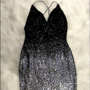 Black and Silver Sequins Dress